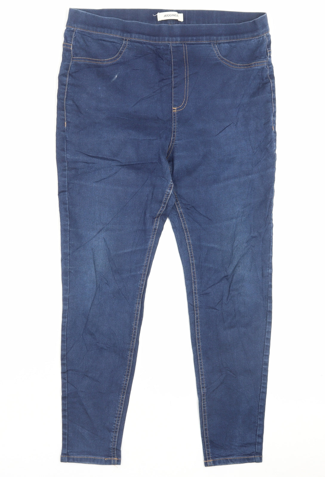 Marks and Spencer Womens Blue Cotton Jegging Trousers Size 14 L26 in Regular