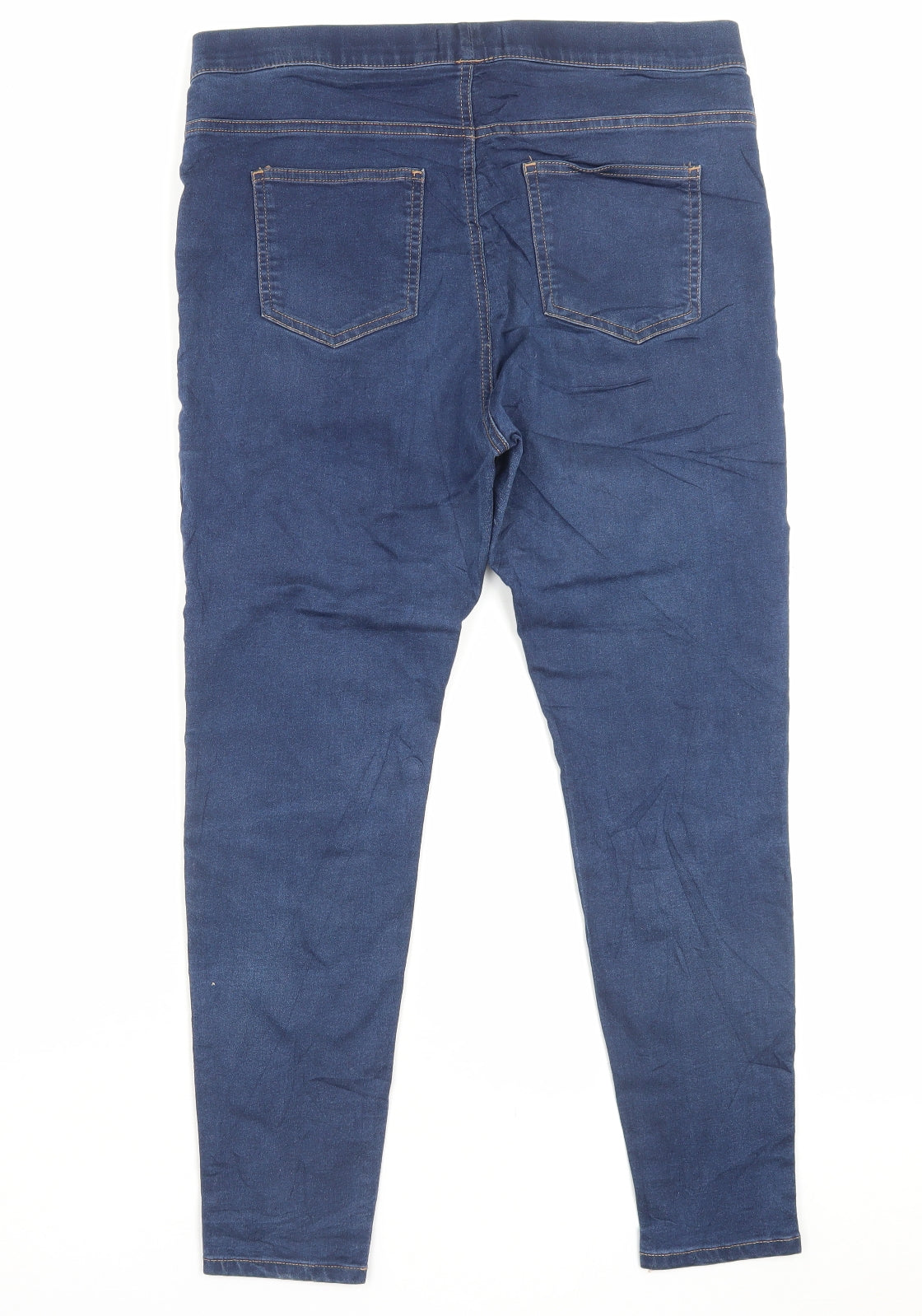 Marks and Spencer Womens Blue Cotton Jegging Trousers Size 14 L26 in Regular
