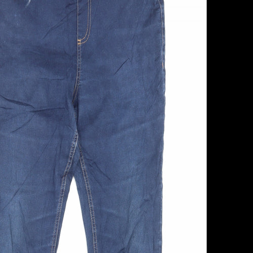 Marks and Spencer Womens Blue Cotton Jegging Trousers Size 14 L26 in Regular