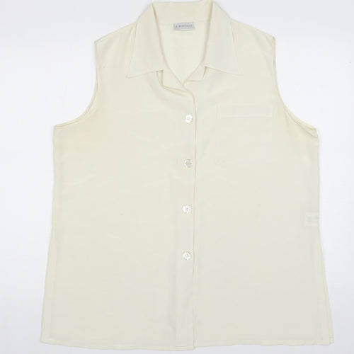 Essentials Womens Ivory Polyester Basic Button-Up Size 18 Collared