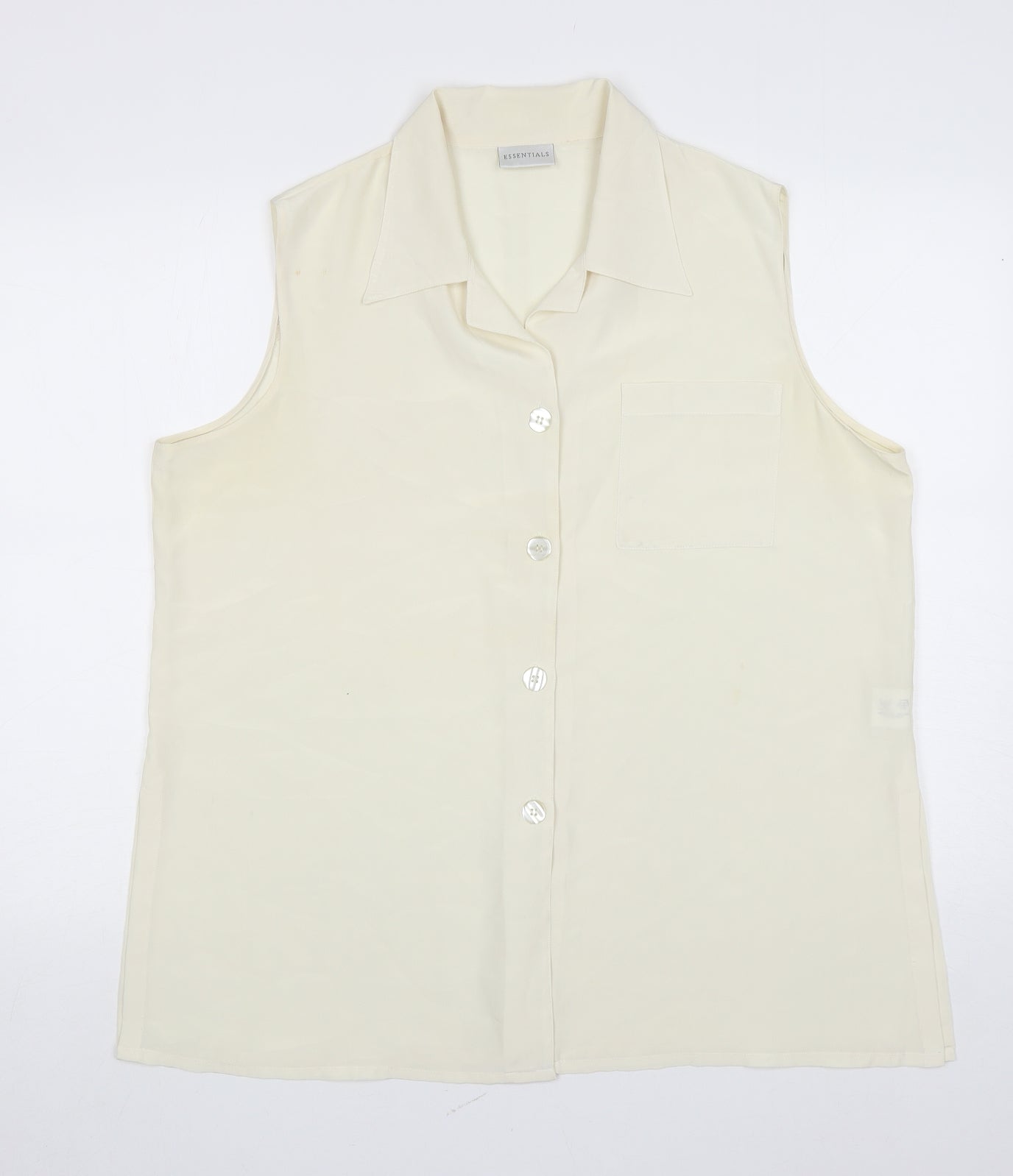 Essentials Womens Ivory Polyester Basic Button-Up Size 18 Collared