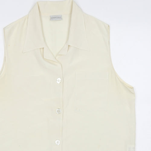 Essentials Womens Ivory Polyester Basic Button-Up Size 18 Collared