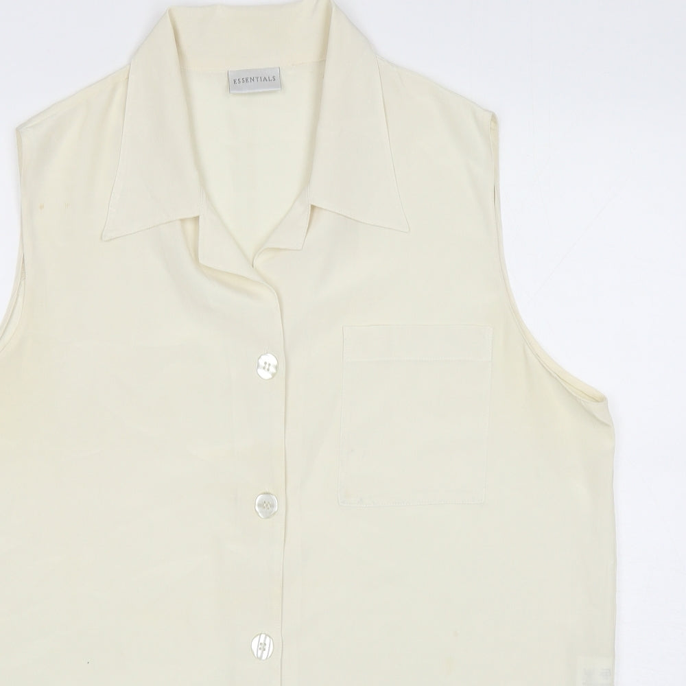 Essentials Womens Ivory Polyester Basic Button-Up Size 18 Collared