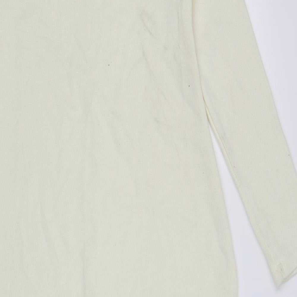 Zara Womens Ivory Viscose Jumper Dress Size S High Neck Pullover