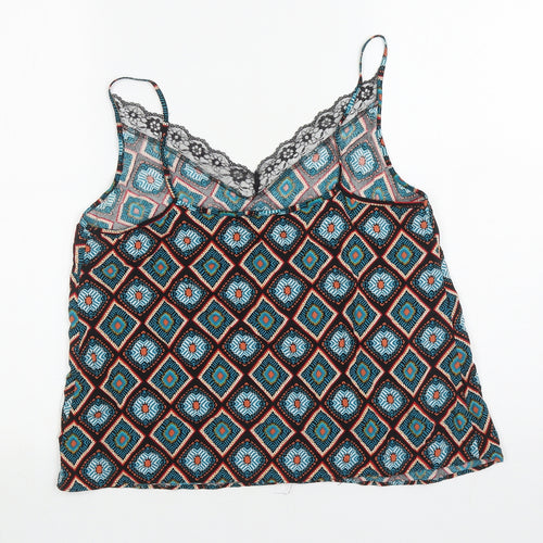 Papaya Womens Multicoloured Geometric Viscose Camisole Tank Size 12 V-Neck