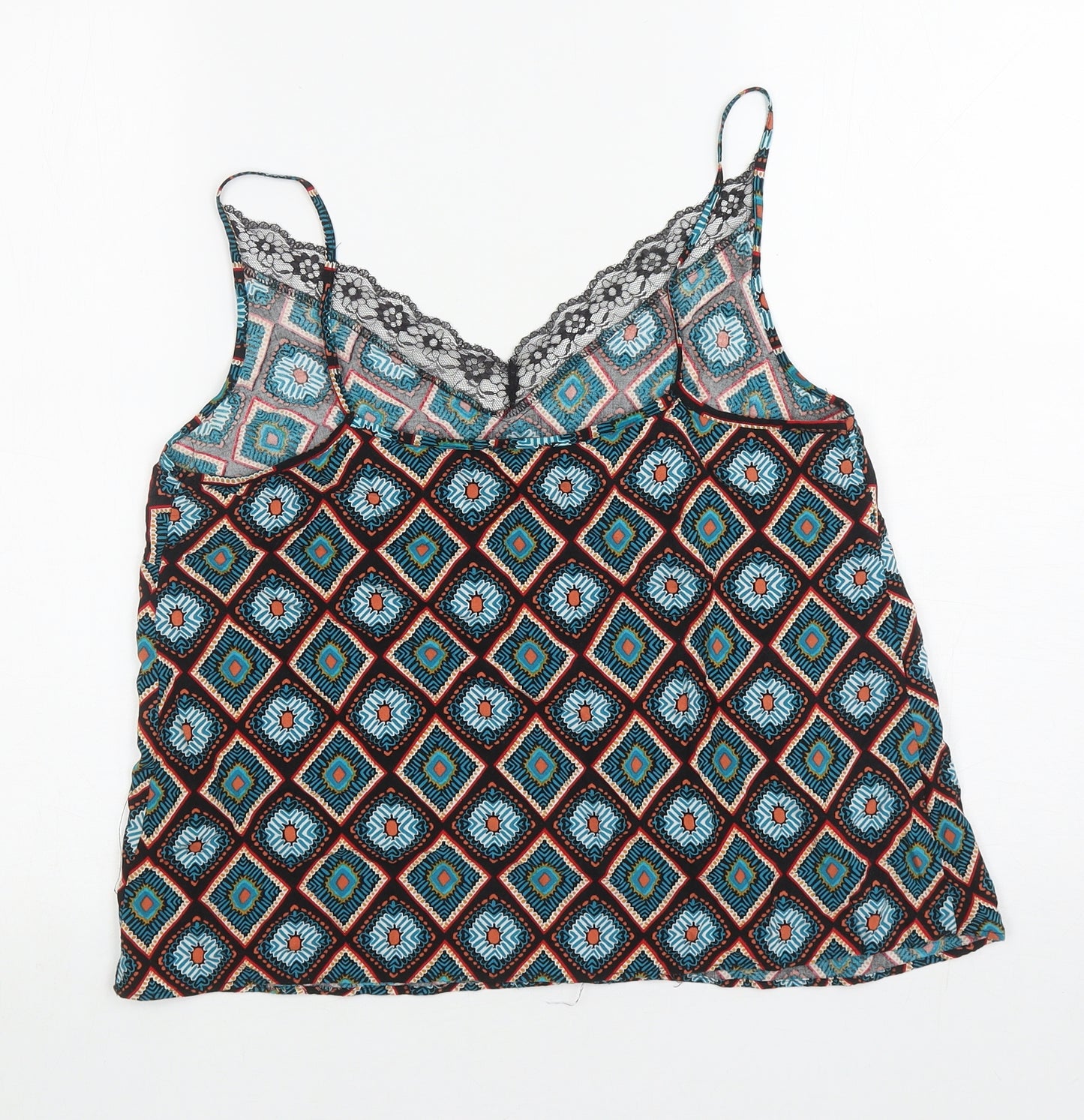 Papaya Womens Multicoloured Geometric Viscose Camisole Tank Size 12 V-Neck