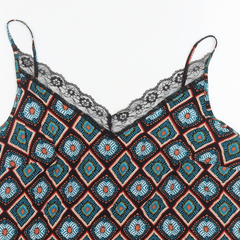 Papaya Womens Multicoloured Geometric Viscose Camisole Tank Size 12 V-Neck