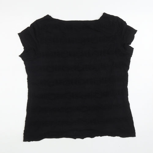 Per Una Womens Black Polyester Basic T-Shirt Size 16 Scoop Neck