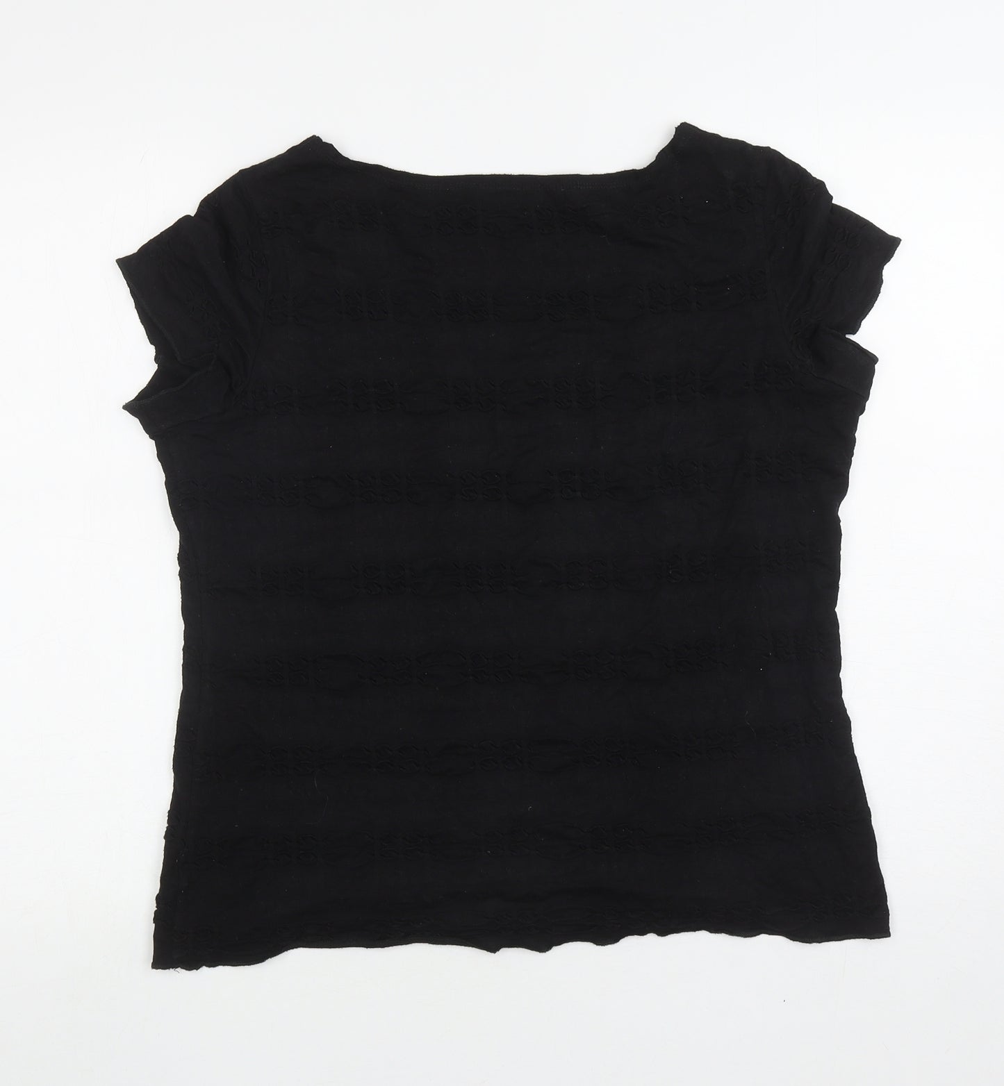 Per Una Womens Black Polyester Basic T-Shirt Size 16 Scoop Neck