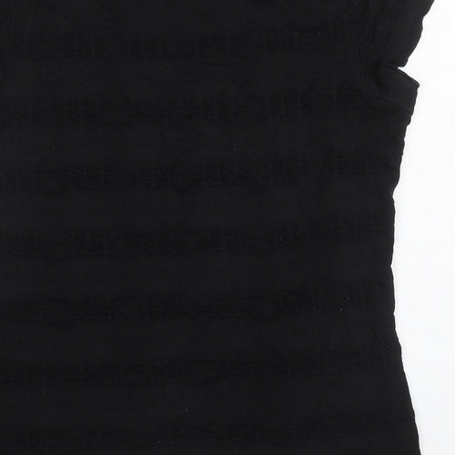 Per Una Womens Black Polyester Basic T-Shirt Size 16 Scoop Neck