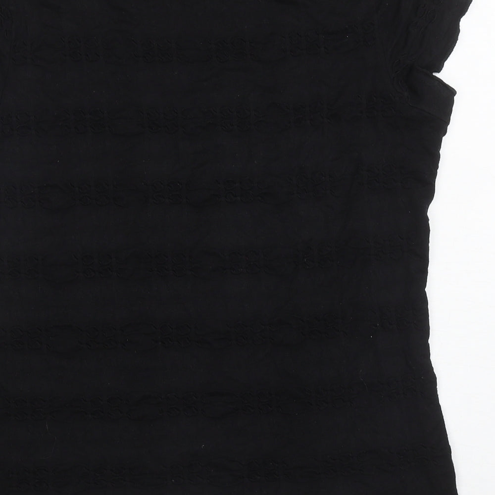 Per Una Womens Black Polyester Basic T-Shirt Size 16 Scoop Neck