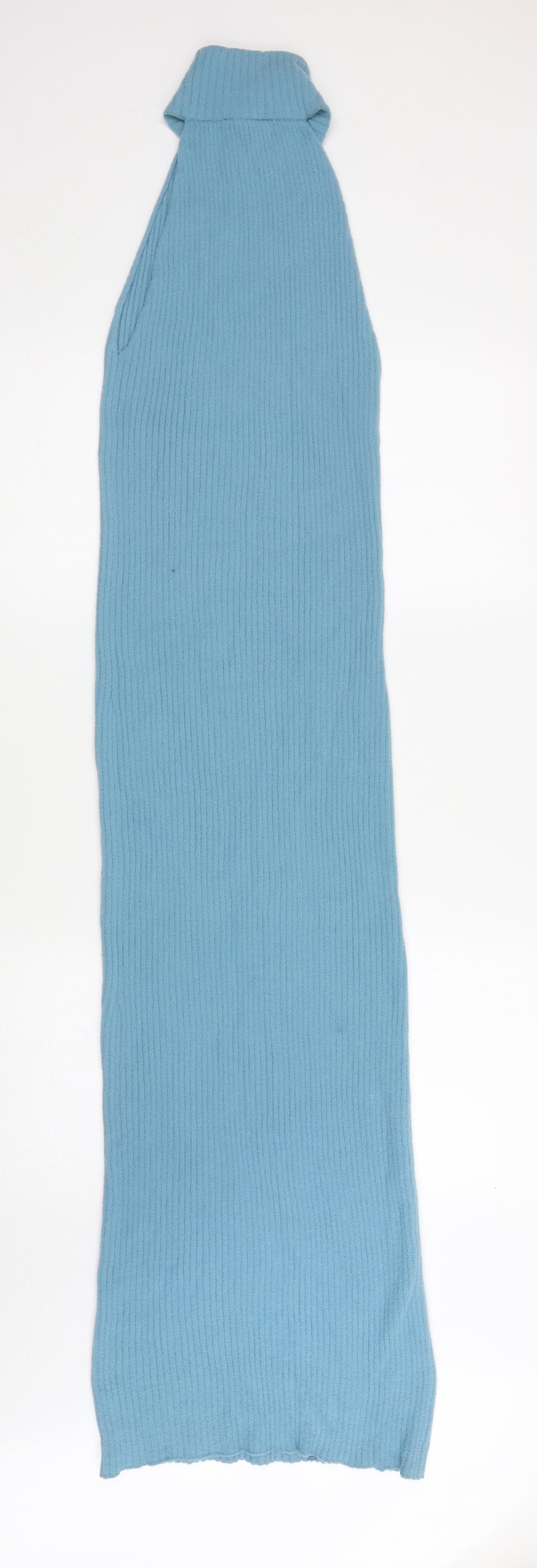 Zara Womens Blue Polyamide Jumper Dress Size M High Neck Pullover