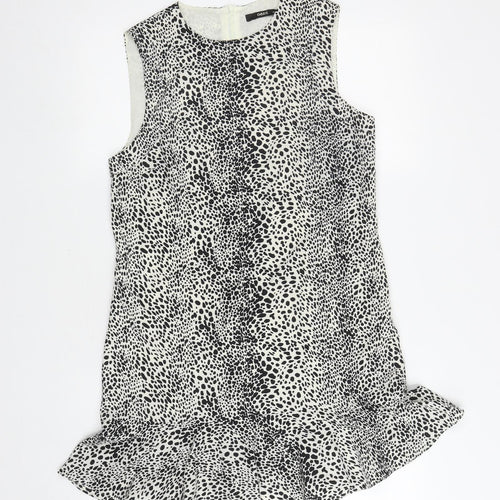 Oasis Womens White Animal Print Polyester Mermaid Size 12 Boat Neck Zip