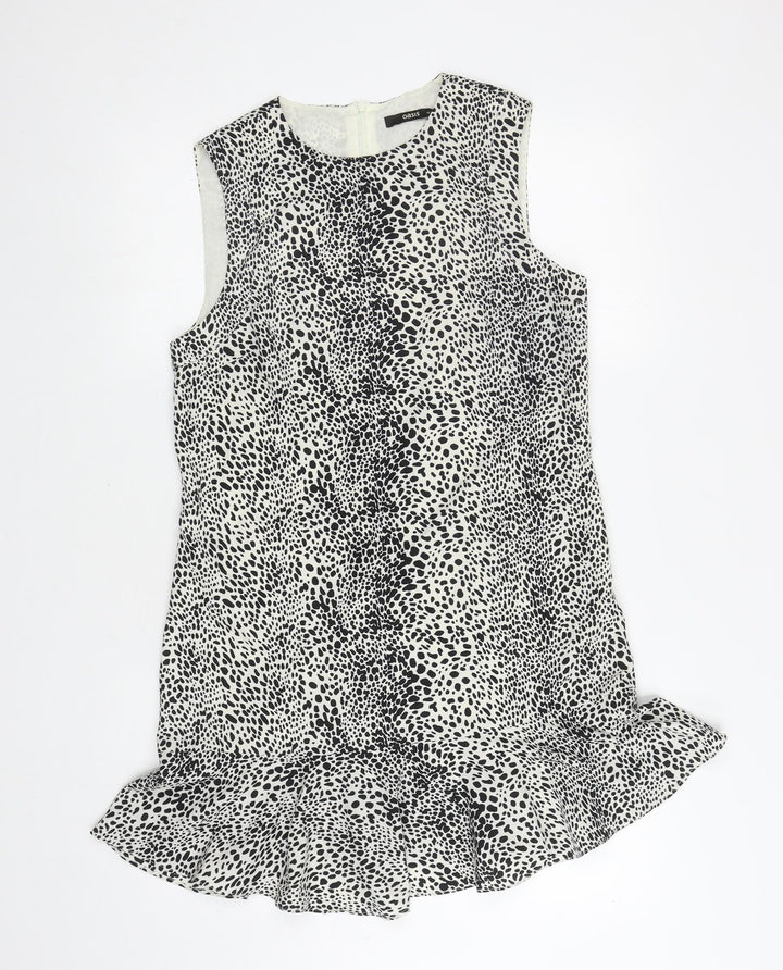 Oasis Womens White Animal Print Polyester Mermaid Size 12 Boat Neck Zip