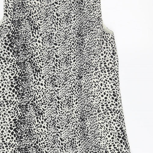 Oasis Womens White Animal Print Polyester Mermaid Size 12 Boat Neck Zip