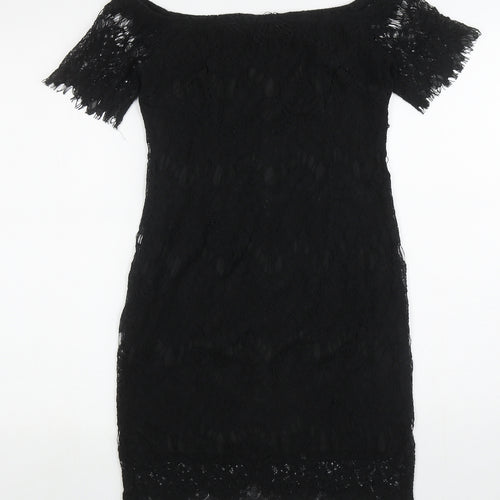 Vera & Lucy Womens Black Polyester Bodycon Size M Off the Shoulder Pullover