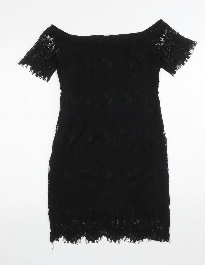 Vera & Lucy Womens Black Polyester Bodycon Size M Off the Shoulder Pullover