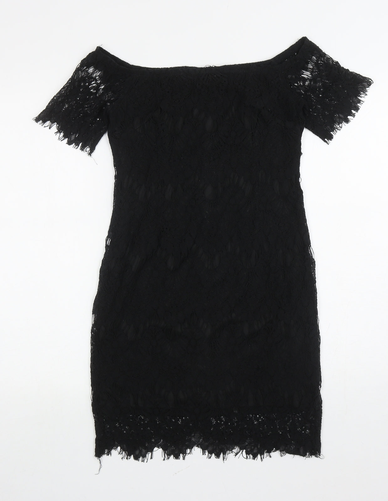 Vera & Lucy Womens Black Polyester Bodycon Size M Off the Shoulder Pullover