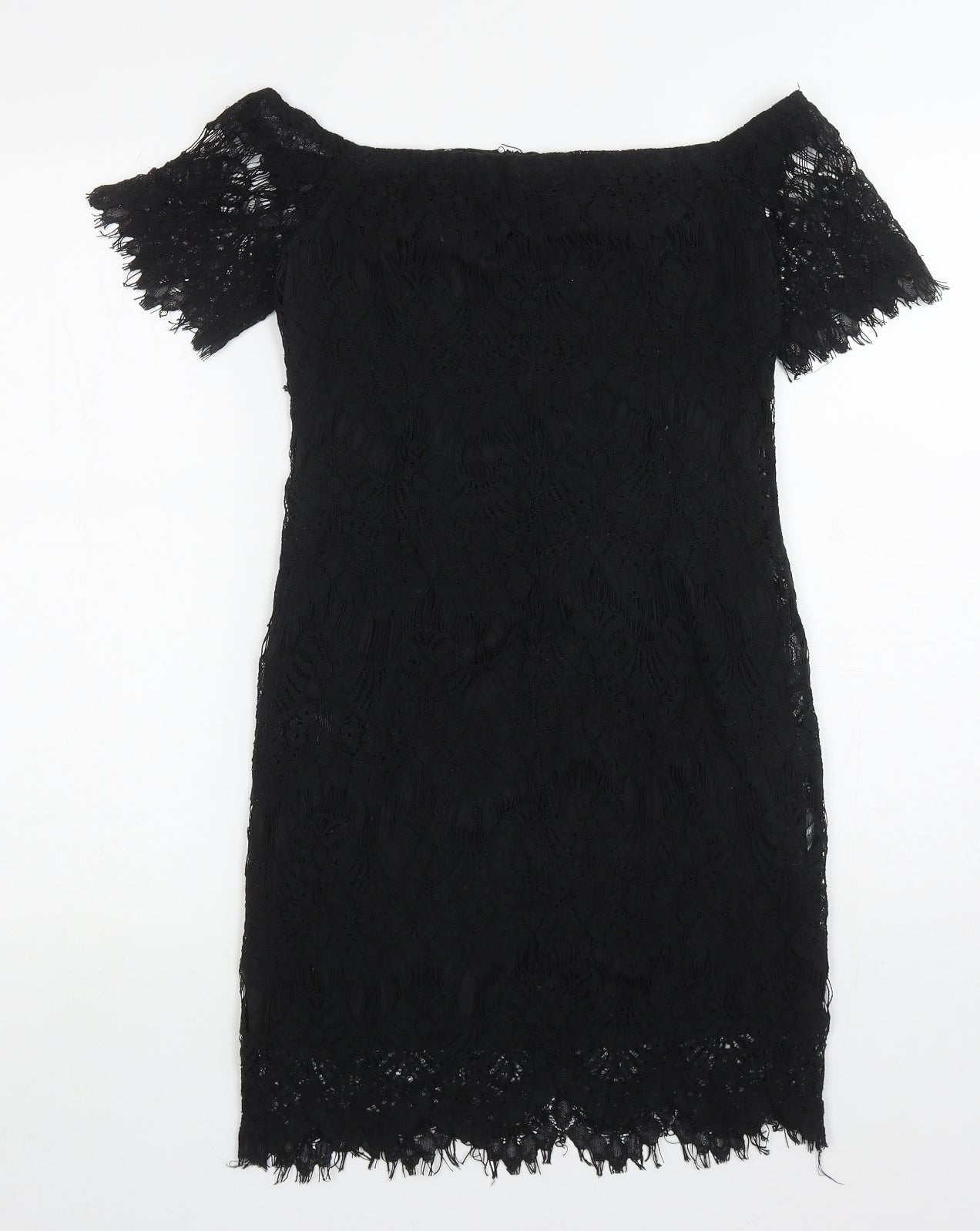 Vera & Lucy Womens Black Polyester Bodycon Size M Off the Shoulder Pullover