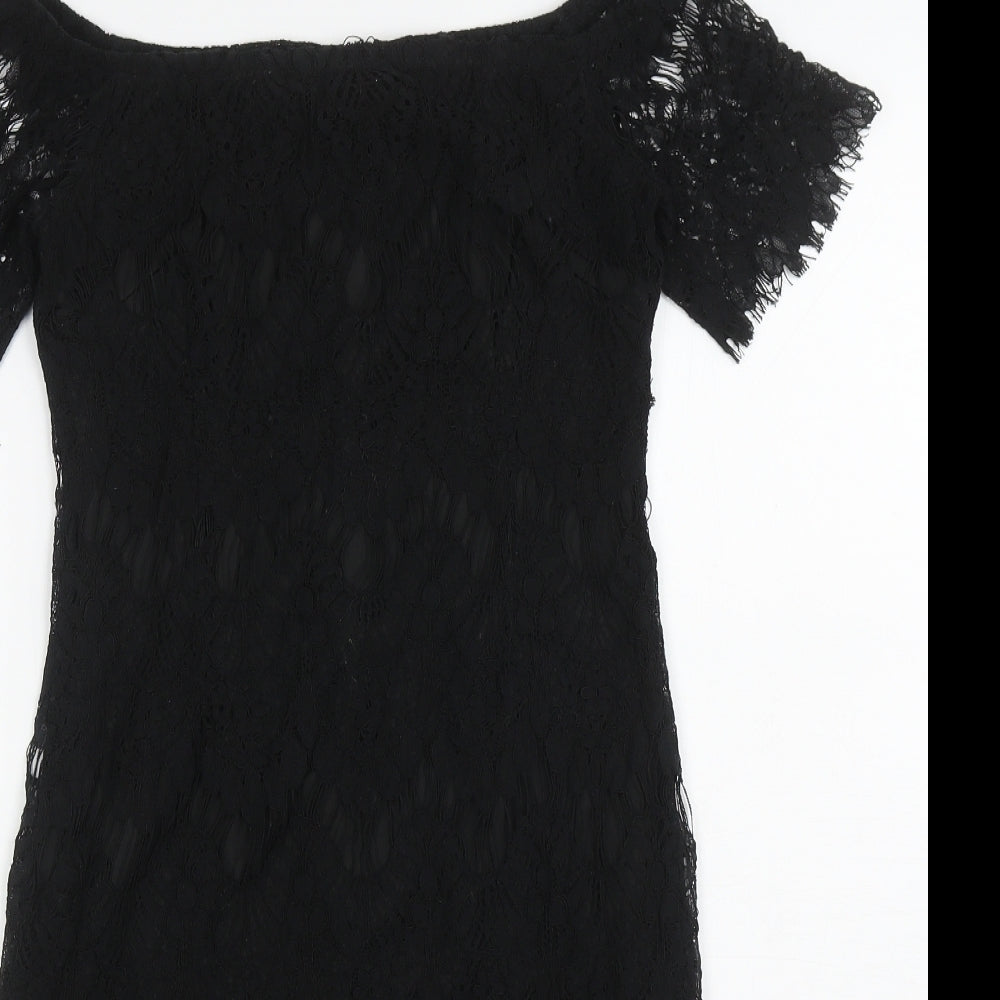 Vera & Lucy Womens Black Polyester Bodycon Size M Off the Shoulder Pullover