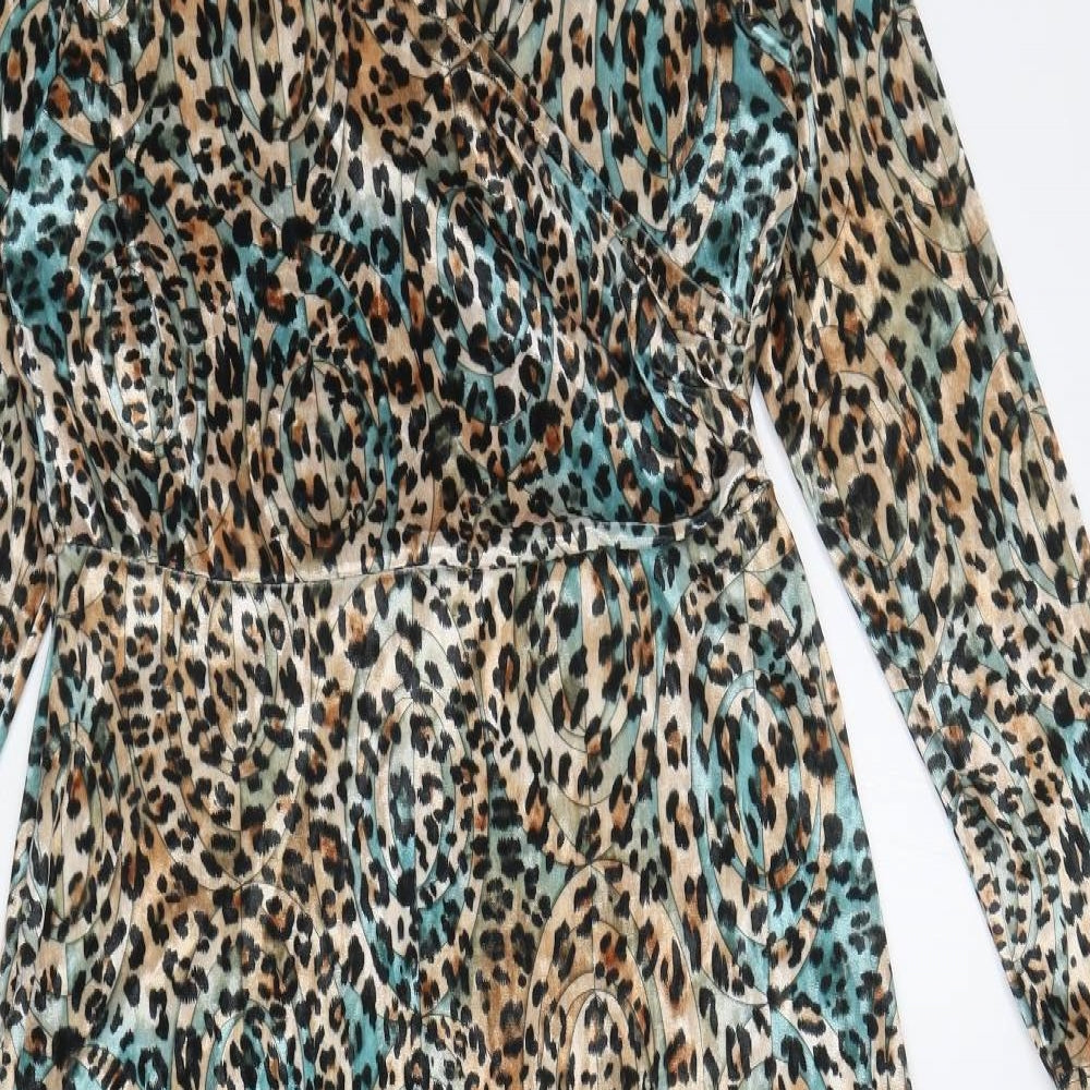 Kaleidoscope Womens Multicoloured Animal Print Polyester A-Line Size 12 V-Neck Pullover