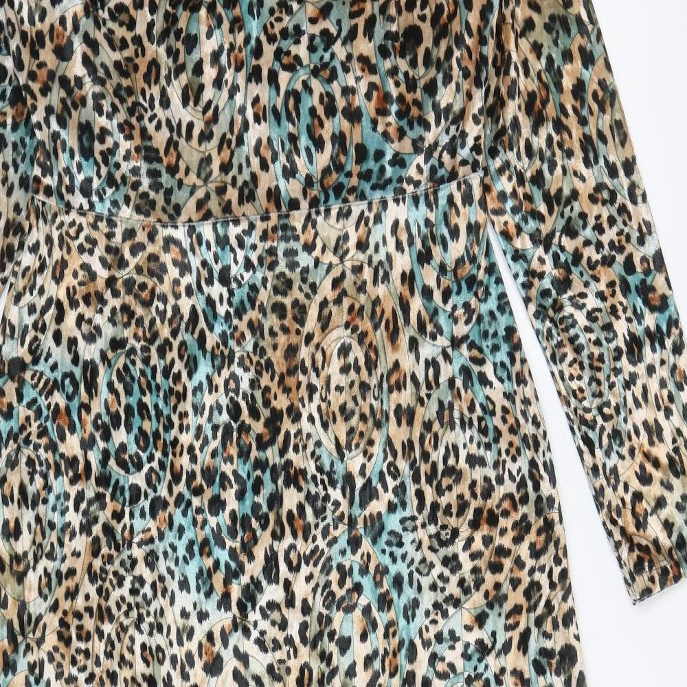 Kaleidoscope Womens Multicoloured Animal Print Polyester A-Line Size 12 V-Neck Pullover