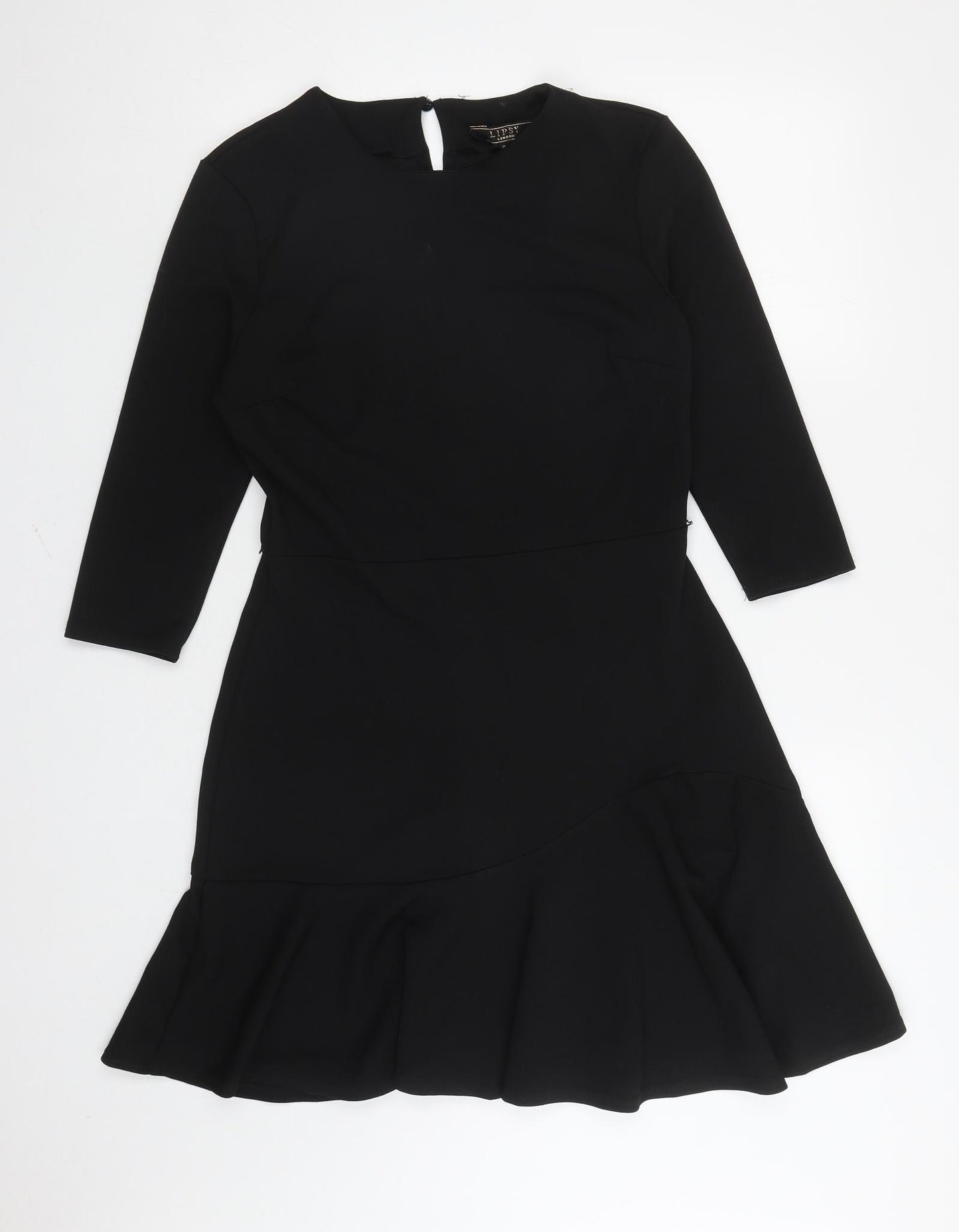 Lipsy Womens Black Polyester Fit & Flare Size 14 Boat Neck Button