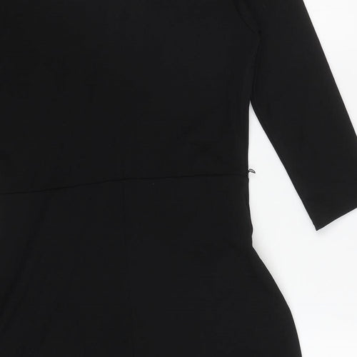 Lipsy Womens Black Polyester Fit & Flare Size 14 Boat Neck Button