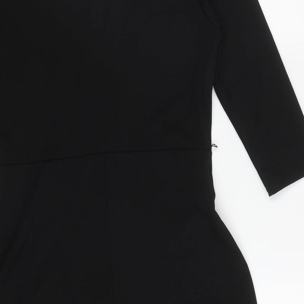 Lipsy Womens Black Polyester Fit & Flare Size 14 Boat Neck Button