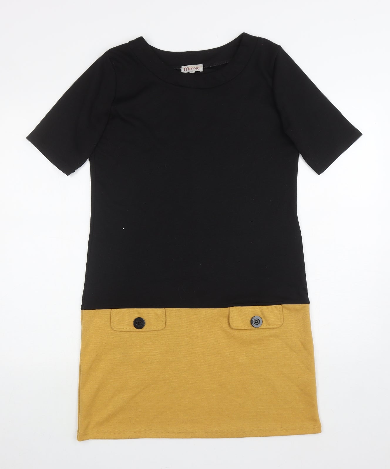 Mimosa Womens Black Colourblock Polyester Shift Size 10 Round Neck Pullover