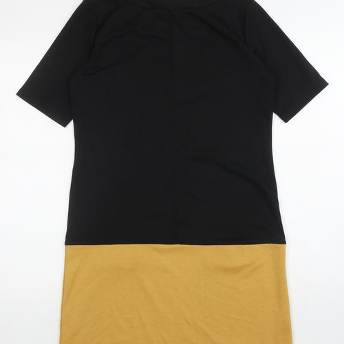 Mimosa Womens Black Colourblock Polyester Shift Size 10 Round Neck Pullover