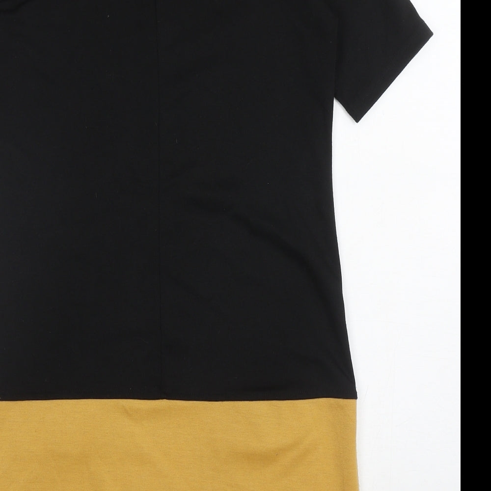 Mimosa Womens Black Colourblock Polyester Shift Size 10 Round Neck Pullover