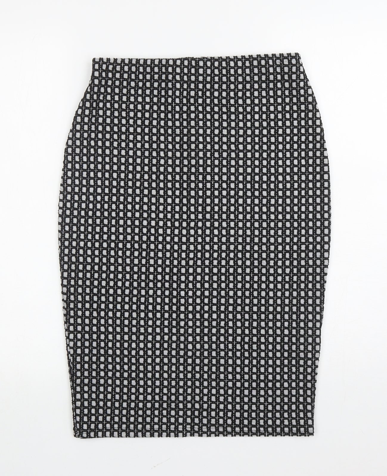 NEXT Womens Black Geometric Polyester Straight & Pencil Skirt Size 10 Zip