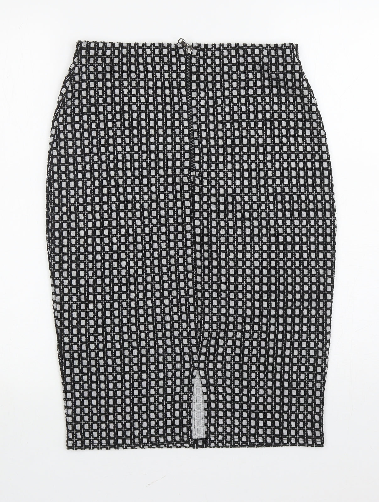 NEXT Womens Black Geometric Polyester Straight & Pencil Skirt Size 10 Zip