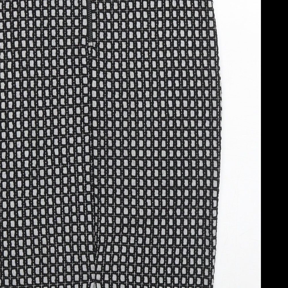 NEXT Womens Black Geometric Polyester Straight & Pencil Skirt Size 10 Zip