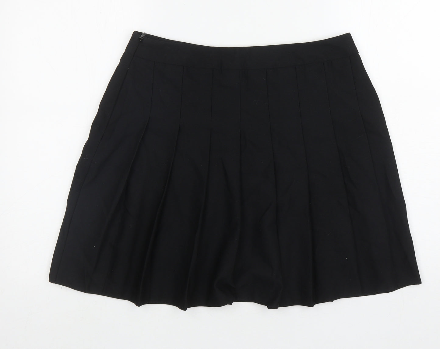 New Look Womens Black Polyester Pleated Skirt Size 12 Zip