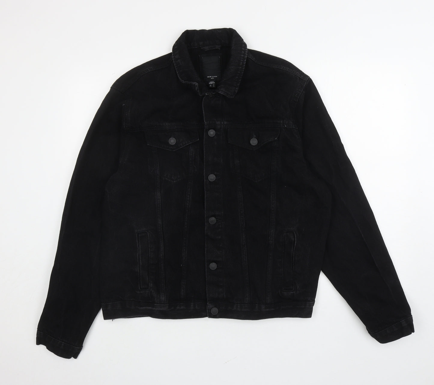 New Look Mens Black Jacket Size XL Button