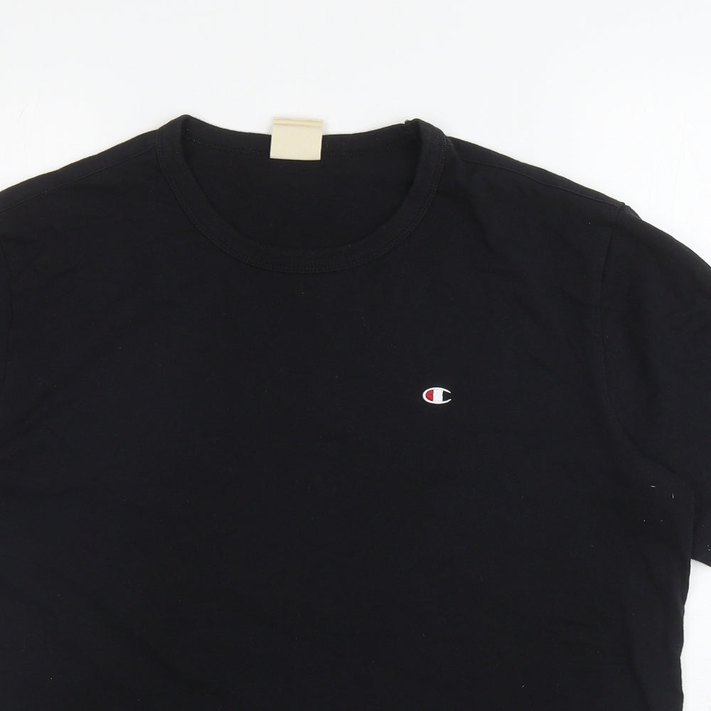 Champion Mens Black Polyester T-Shirt Size L Round Neck