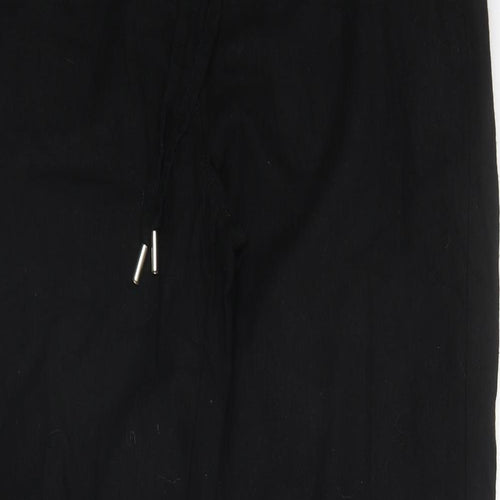 Papaya Womens Black Linen Trousers Size 10 L30 in Regular Drawstring