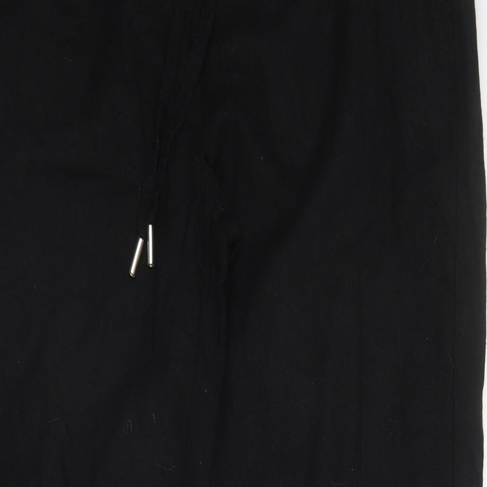 Papaya Womens Black Linen Trousers Size 10 L30 in Regular Drawstring