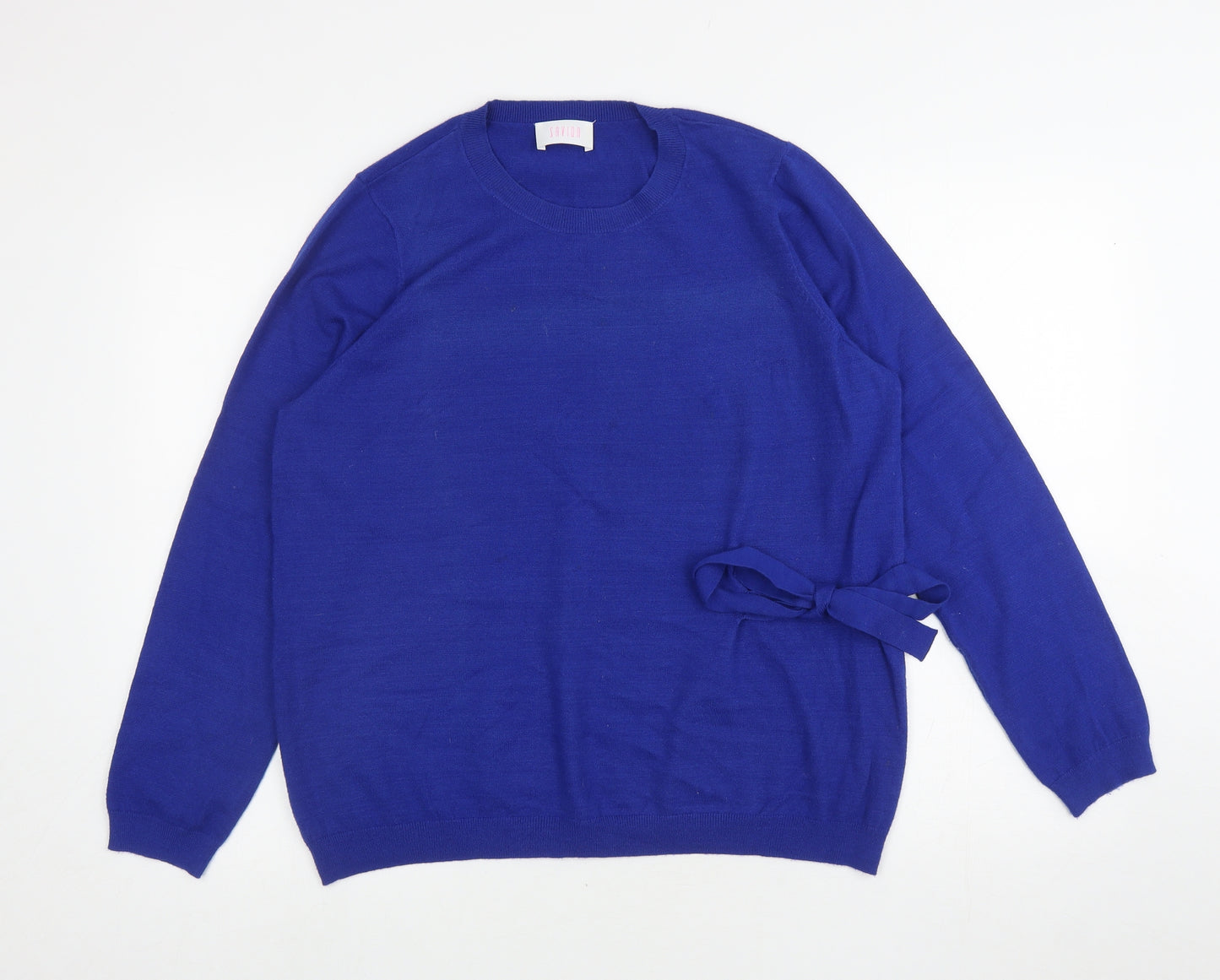 Savior Womens Blue Round Neck Polyester Pullover Jumper Size XL