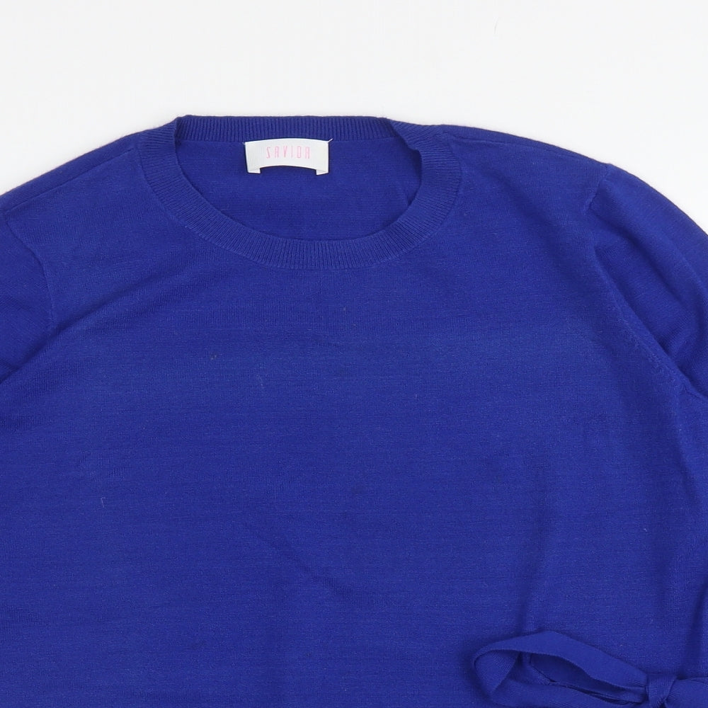 Savior Womens Blue Round Neck Polyester Pullover Jumper Size XL