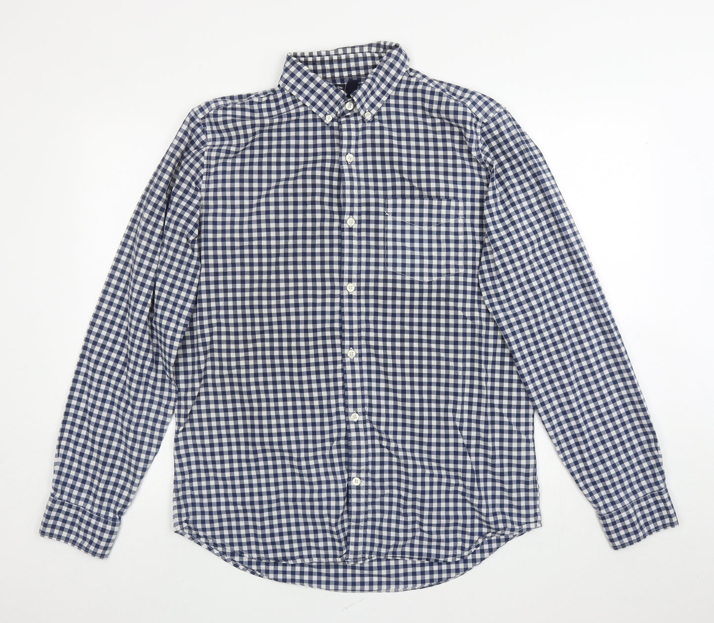Gap Mens Blue Plaid Cotton Button-Up Size L Collared Button - Gingham