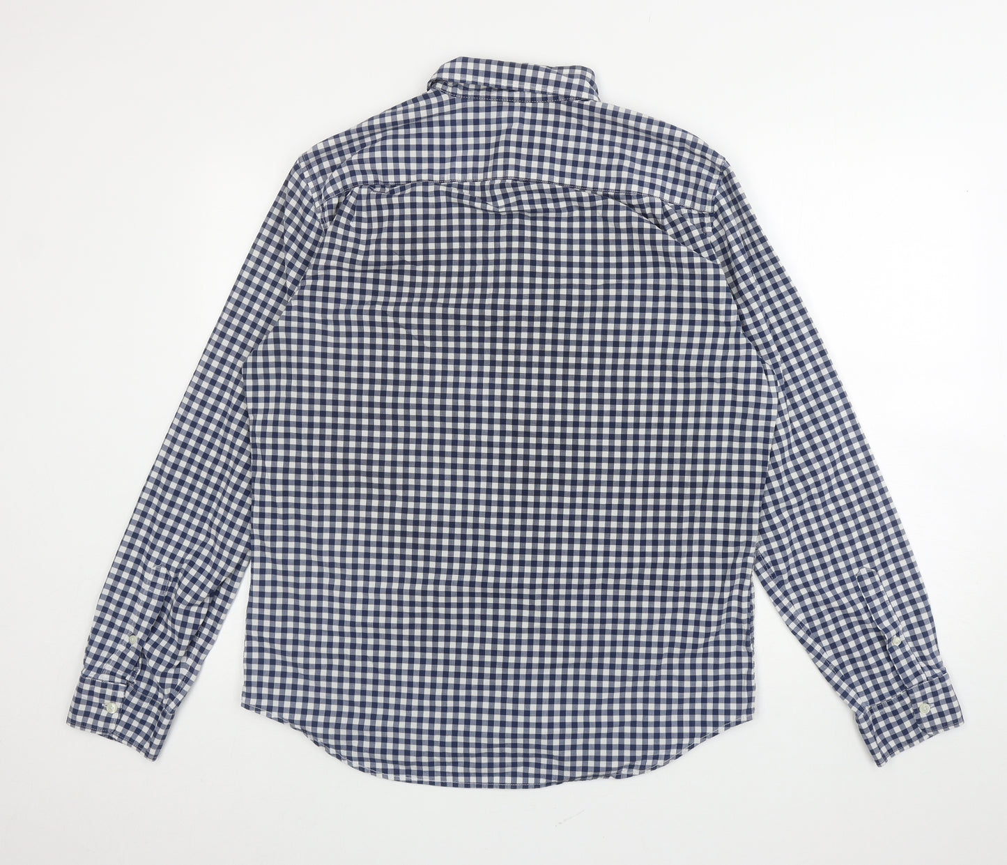 Gap Mens Blue Plaid Cotton Button-Up Size L Collared Button - Gingham