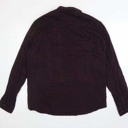 Primark Mens Red Plaid Cotton Button-Up Size XL Collared Button - Gingham