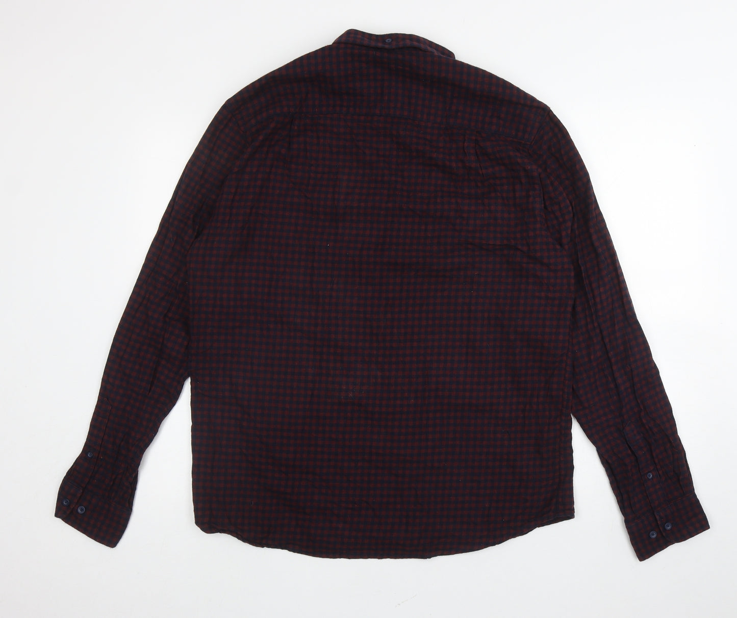 Primark Mens Red Plaid Cotton Button-Up Size XL Collared Button - Gingham