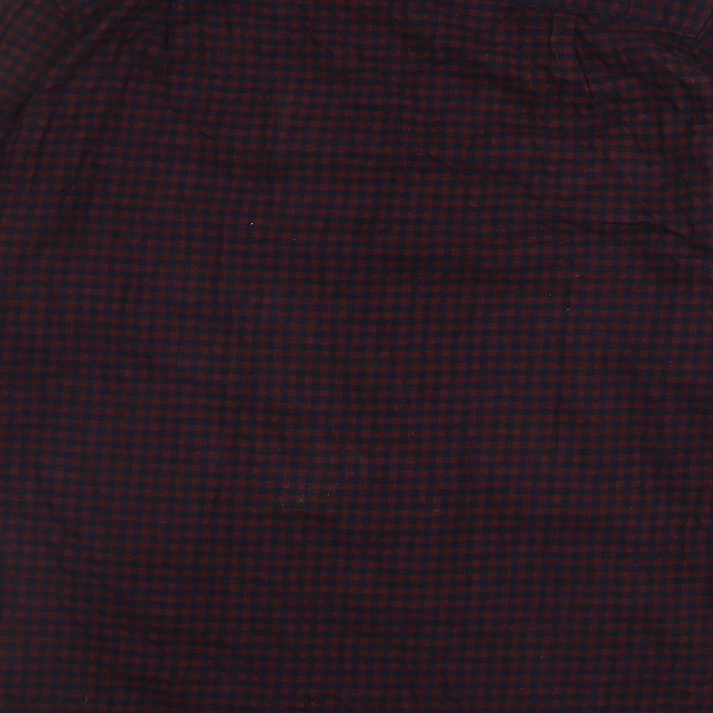 Primark Mens Red Plaid Cotton Button-Up Size XL Collared Button - Gingham