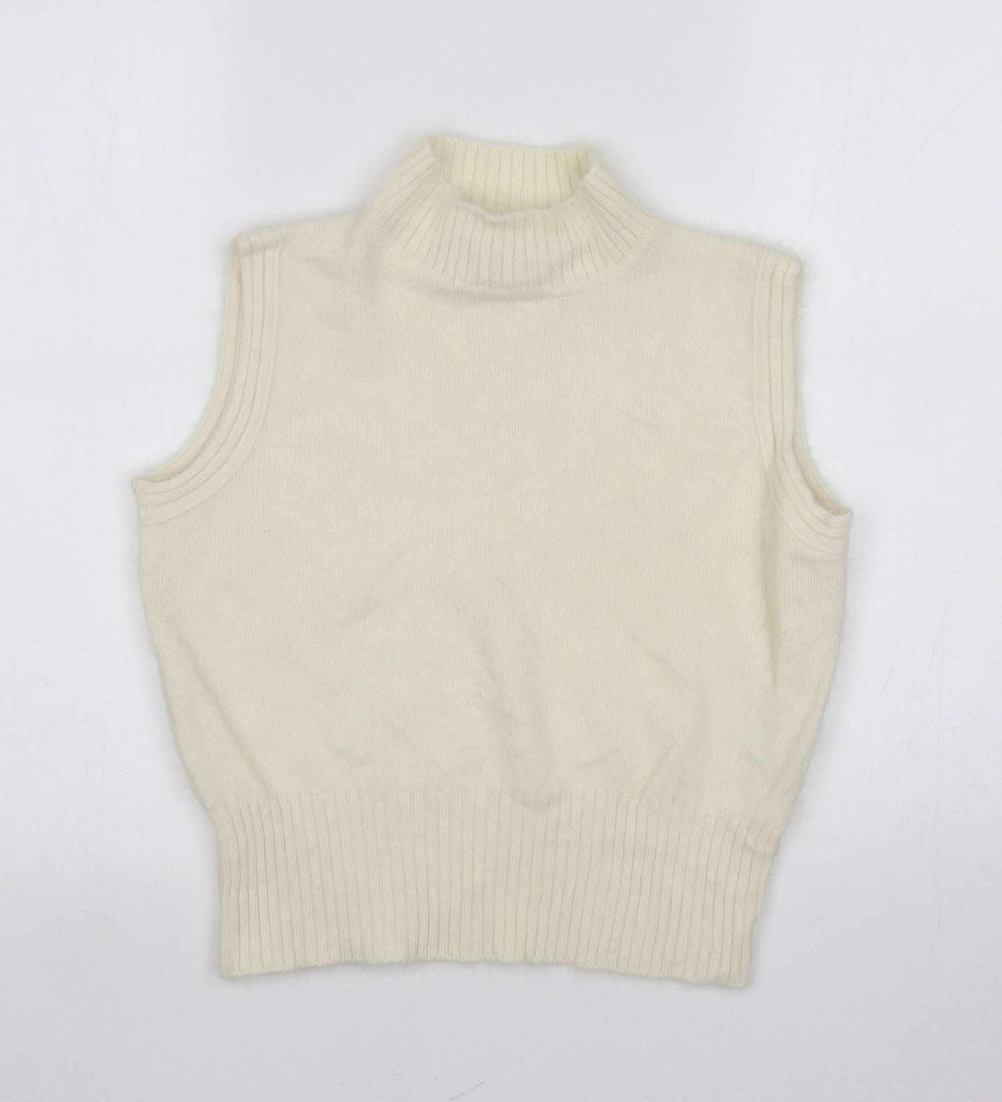 Todays Woman Womens Ivory High Neck Angora Vest Jumper Size 16