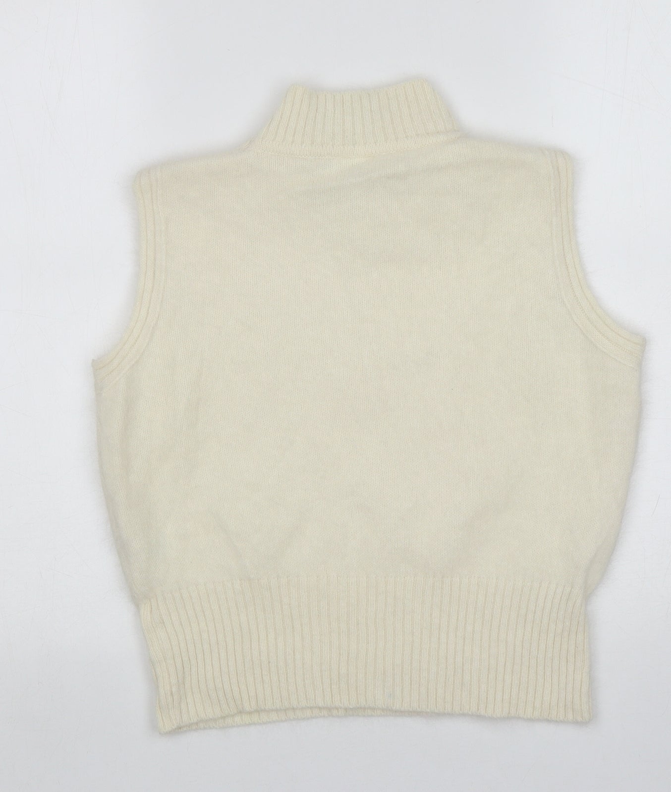 Todays Woman Womens Ivory High Neck Angora Vest Jumper Size 16