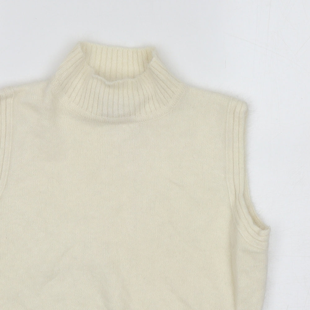Todays Woman Womens Ivory High Neck Angora Vest Jumper Size 16